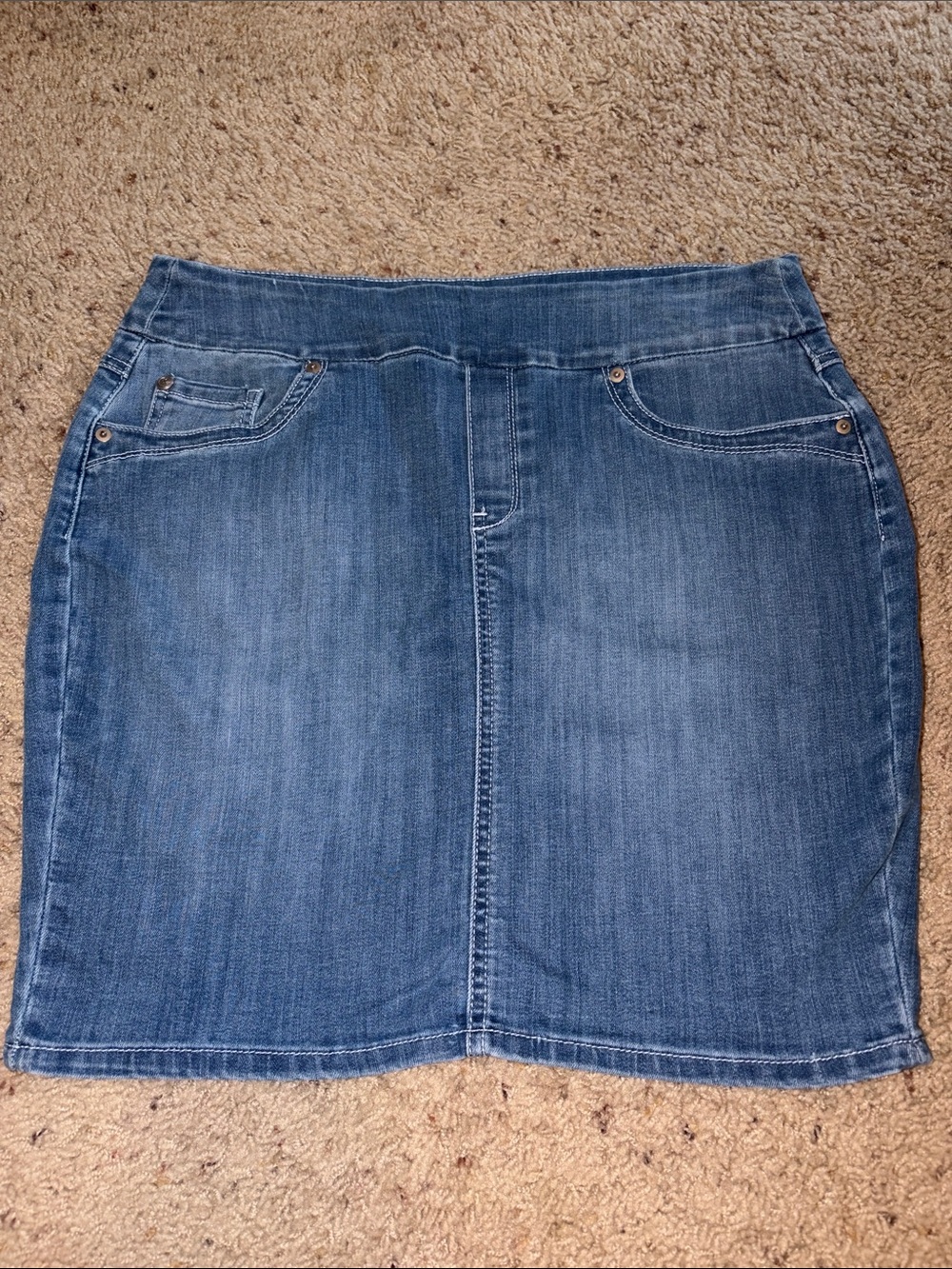 Blueberry Denim Pull On Classic Blue Denim Pencil Skirt With pockets Size 16